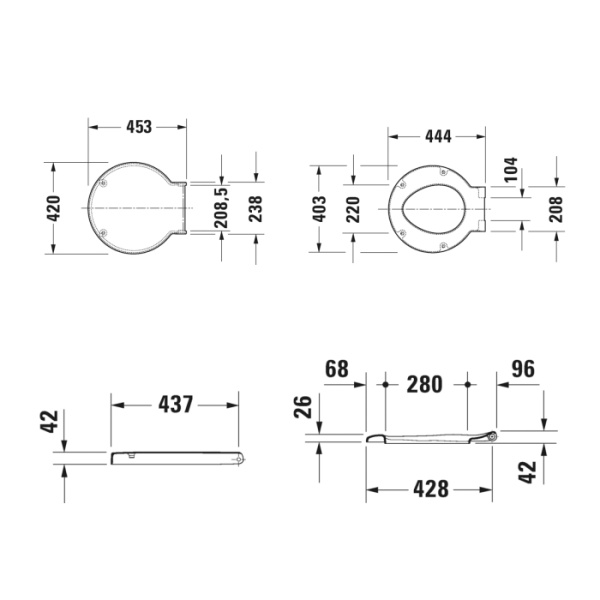 Duravit Architec Сиденье для унитаза съемное, внахлест, петли: нерж. Сталь, без автоматического опускания, Цвет: Белый 