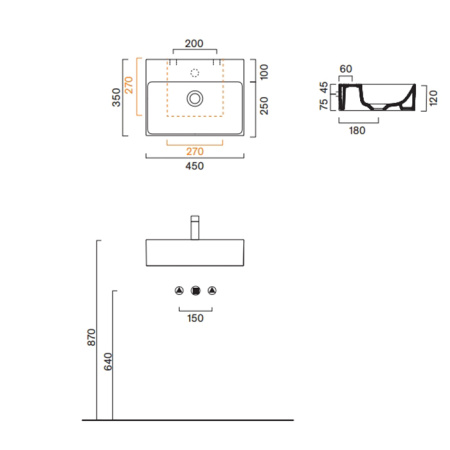 Catalano PREMIUM Раковина 45x35, с 1 отв. под смеситель, покрытие Cataglaze+, цвет белый глянцевый 