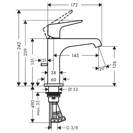 AX Citterio E Смеситель для раковины 125 