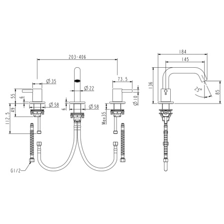 NEMO NM-2317MB Смеситель для раковины с донным клапаном MATTE BLACK 