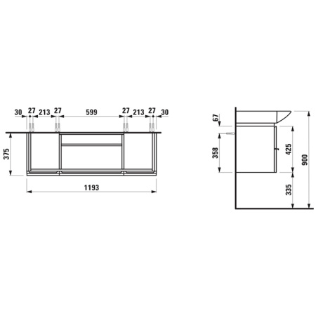 Laufen Palace Раковина подвесн/накладн 1200х510х110 мм, с 1 отв под смес, c полотенцедерж, цвет бел (со скл Продаем с тумбой 4.0130. и по запросу без) 