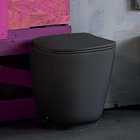 Kerasan Tribeca Унитаз напольный пристенный 55 см, безободковый, c креплением WB5N, цвет: черный матовый
