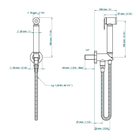 THG Les Ondes Гигиенический душ с настенным держателем с подводом воды и шлангом 1250 мм., цвет Soft matt gold 
