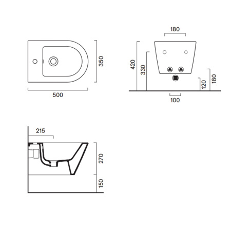 Catalano ZERO Биде подвесное 50x35, с 1 отв. под смеситель, покрытие Cataglaze+, без крепежа, цвет белый глянцевый 
