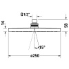 Duravit Верхний душ 250  Регулируемый угол, 1 режим,  материал: пластик, резьба 1/2“ Монтаж: потолок или стена, черный матовый (Спец.цена из наличия) 