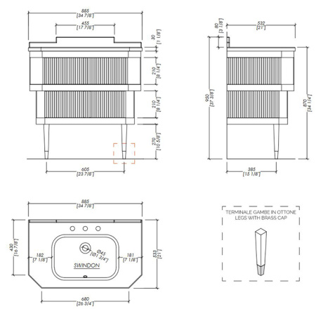 Devon&Devon Metropolitan Тумба под раковину DEEP BLACK 88,5см, планками PURE WHITE, столешница  GRANITO NERO ASSOLUTO, раковина SWINDON черная 