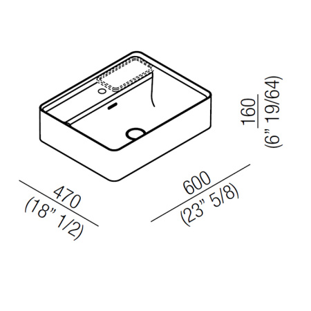 Agape Marsiglia Раковина прямоугольная 60x47x16 см, с 1 отв., цвет: белый/темный серый 