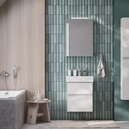 Roca OLETA Зеркальный шкаф 500х137х700 мм, правый, c LED-светильником, вкл. от общего выключателя, белый глянец (Новый артикул) 