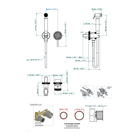 THG Встраиваемая часть однорычажного смесителя для гигиенического душа 