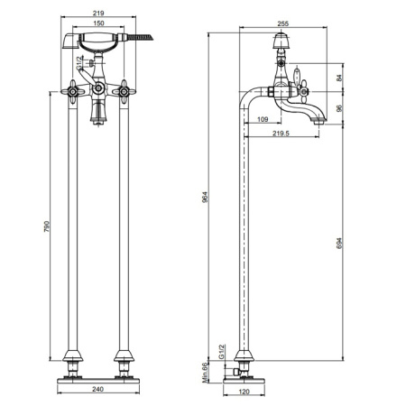 FIMA|Carlo Frattini Внутренняя часть напольного смесителя для ванны 