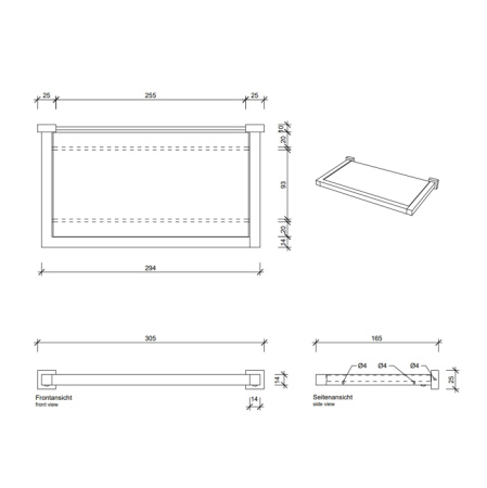 Decor Walther Corner GLA30 Полочка стеклянная 30x16.5см, цвет: золото 