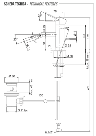 Смеситель для биде Remer X Style X20L 