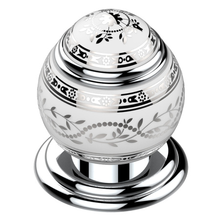 THG MARQUISE BLANC DECOR PLATINE Вентиль смесителя для раковины, ручка белая, декор платина, цвет хром 