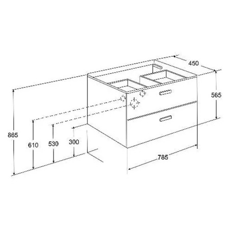 Roca VICTORIA NORD Тумба подвесная 786x450x550 мм. для раковины 800 мм, с 2 ящиками, белый глянец (ZRU9000032) 