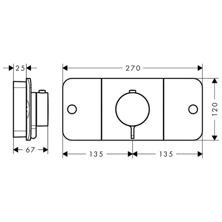 AX One Встраиваемый термостат для душа  на 2 источника и 1 доп.потребитель, цвет: шлифованная медь 