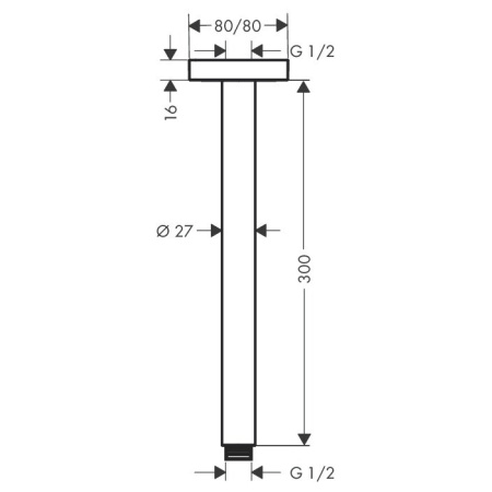 HG Потолочное подсоединение S, 300 мм, G1/2, цвет: хром 