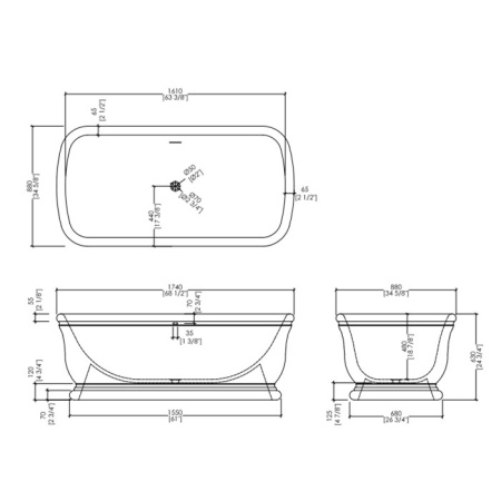 Devon Сифон для ванны Kalos/Aurora/Diva/Celine/Fusion/Hollywood/Wave/Swansea с донным клапаном, цвет: хром (со склада Продаем только с ваннами!) 