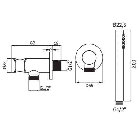Plumberia Selection Комплект руч.душа, водорозетка с запорным клапан. и держателем, душ латунь 1 режим антикальц., шланг PVC 1500мм, браш.хром 