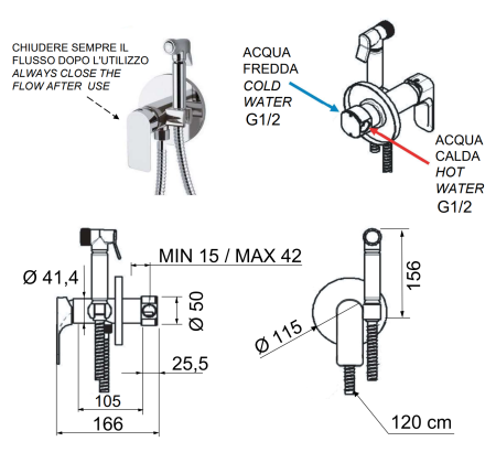 Гигиенический душ со смесителем Remer Infinity I65 