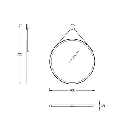 Kerama Marazzi Зеркало CONO круглое 70, черное матовое 