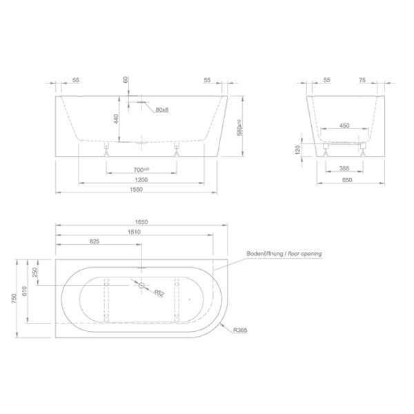 KNIEF Слив перелив с системой Click-Clack, с гибким шлангом и горизонтальным отводом, цвет хром (смонтирован на ванне) 