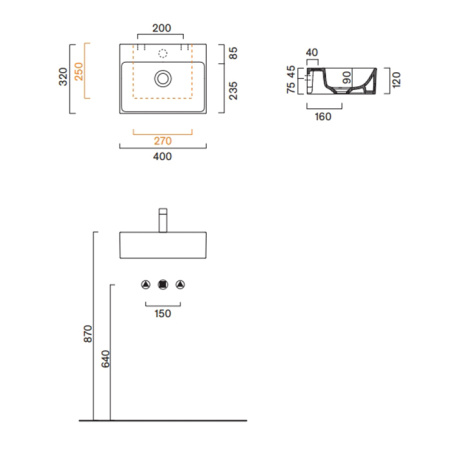 Catalano PREMIUM Раковина 40x32, без отв. под смеситель, покрытие Cataglaze+, цвет белый матовый 