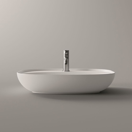 Alice Form Раковина Oval 60x45хВ12 Plan, накладная, с отверстием под смеситель, белый матовый 