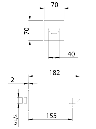 Излив настенный 18 см Remer Edge 91EGBG, золото брашированное 