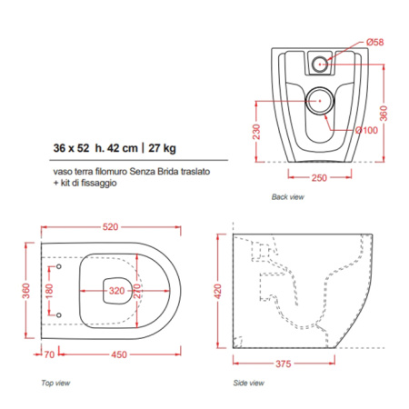 Artceram MONET Унитаз напольный приставной Rimless 36х52 см, цвет белый матовый 