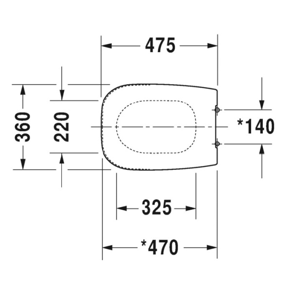 Duravit  D-Code Сиденье для унитаза удлиненное, петли нерж сталь, цвет белый, без микролифта 