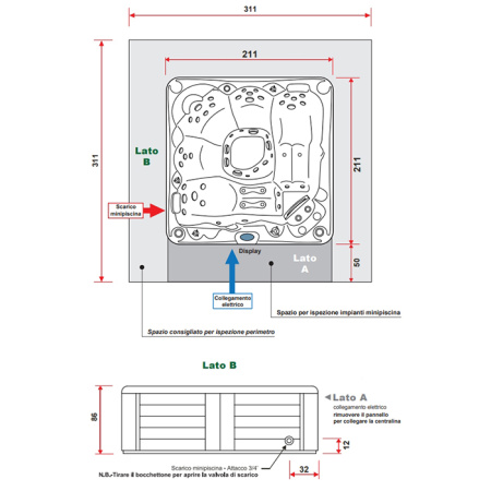 Gruppo Treesse Mykonos Минибассейн 211х211х86см отдельностс гидромасс, с автомат сист. рецирк.озонотер, цвет терапия,панели, крышка(СПЕЦЦЕНА со склад) 