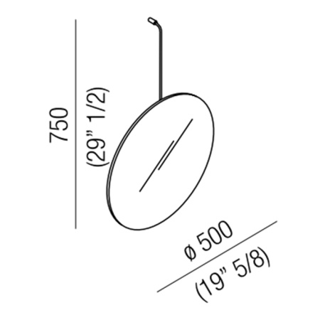 Agape Bucatini Круглое зеркало d50x75 см, на прозрачном держателе, цвет: полированный 