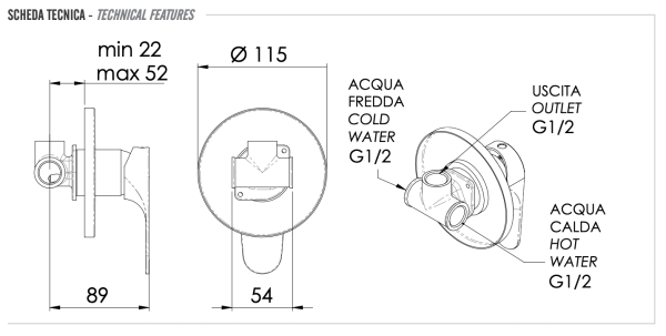 Смеситель для душа Remer Class Line L30 