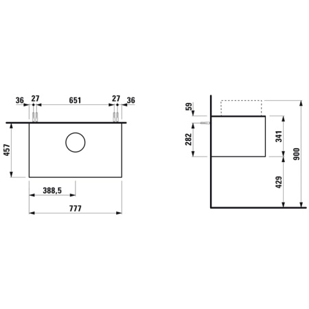 Laufen SONAR шкафчик подвесной, 775х455х340 мм, 1 ящик, совмесим с раков 812340, 812341, 812342, 812343,  титан и черный мрамор 