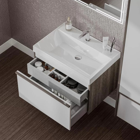 Kerama Marazzi Раковина CUBO подвесная\мебельная 70,5*48,5*18см, с 1 отв.под смеситель, с переливом, белая глянцевая 