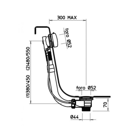 Gessi  Колонна сливная для ванны полиэтиленовая. Длина кабеля управления 57,5 см, цвет: хром 