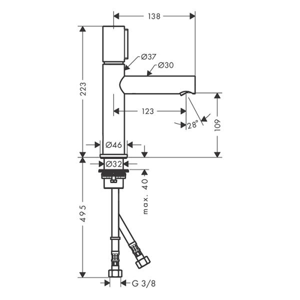 AX Uno Смеситель для раковины 110, Select, цвет полированное красное золото 