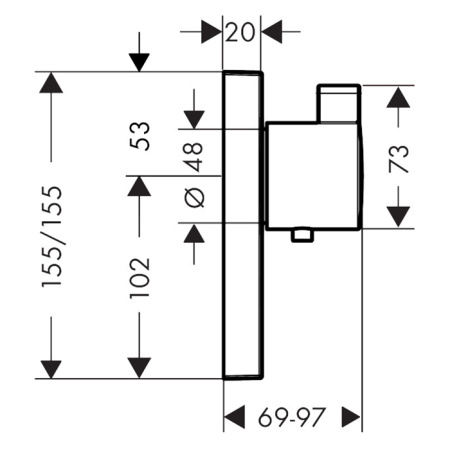 HG ShowerSelect Встраиваемый термостат для душа, 1 источник + кнопка для ручн.душа, (внешняя часть) цвет: хром 