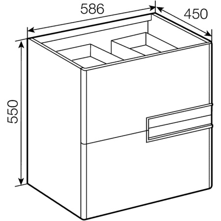 Roca VICTORIA NORD ICE EDITION Тумба подвесная 586x450x550 мм. для раковины 600 мм, c 2 ящиками, белый глянец (ZRU9302730) 