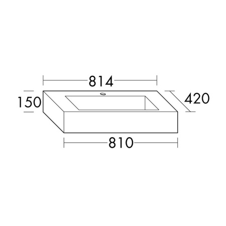 BURGBAD Crono Раковина накладная прямоугольная  81,4х42х15 см, цвет белый, с 1 отв под смеситель 