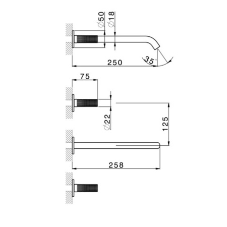 CISAL X32 Смеситель для раковины на 3 отв, цвет Brushed Stainless Steel 