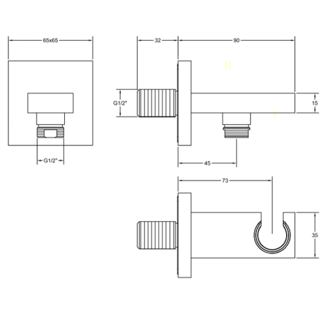 Gessi Rettangolo Вывод воды с держателем для душевой лейки, цвет: хром 