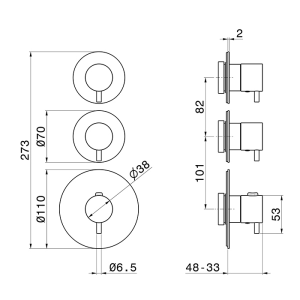 Newform XT Внешняя часть термостатического смесителя на 2 потока с отдельными ручками запорного вентиля, цвет: PVD Copper Bronze 