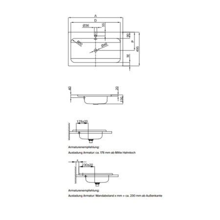 BETTE One Раковина встраиваемая на столешницу 800×495×130 мм,  без отв под смес.с перел. с крепл. в компл.цвет белый 