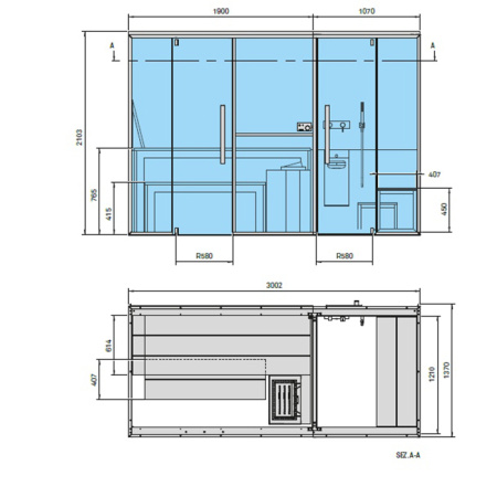 Effegibi Logica Filo Сауна&Хаммам 300x137h211см, угловая DX, цвет: White Cloud 