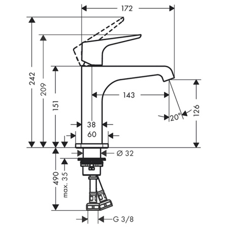 AX Citterio E Смеситель для раковины 125 