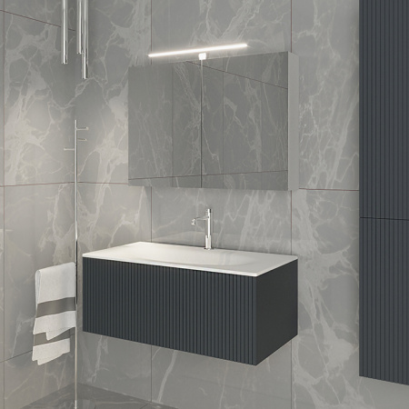 TW Shape комплект мебели, база с раковиной Kerasan 547001*1, 102х52см, с 1-м выдвиж. ящиком с механизмом push to open, цвет: серый матовый RAL7016 