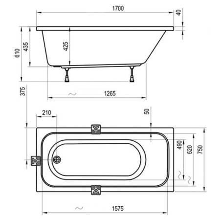 RAVAK Ванна CHROME 170х75 белая 