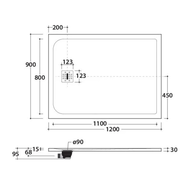 GLOBO (без сифона DP008) душевой поддон DOCCIAPIETRA, размер 120x90 см, цвет 504 Nero (Акция из наличия) 