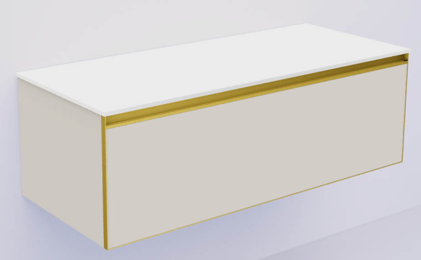 QUATRO 1 120CM  тумба CASHMERE профиль MATT GOLD + внутр. подсв. 